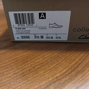 Clarks Tilden Cap, Dark Tan Leather Men's Size 9.5